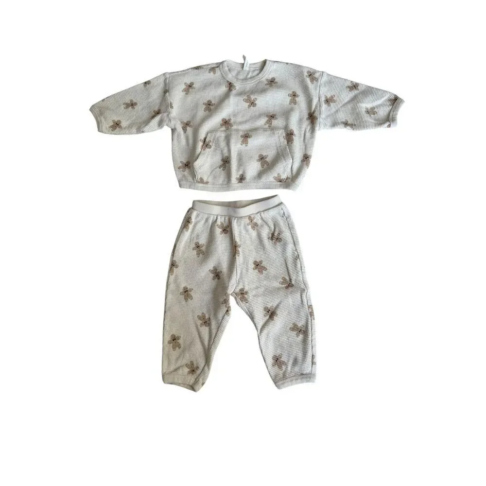 Quincy Mae Baby Gingerbread Waffle Slouch Set Size 6-12 M